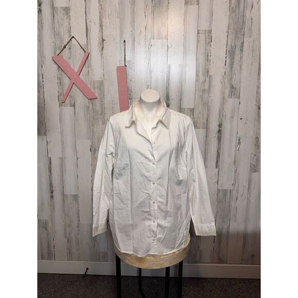 H&M Tops - H&M Solid White Button Up Shirt Womens Size Extra Large XL Long Sleeve Cotton Bl